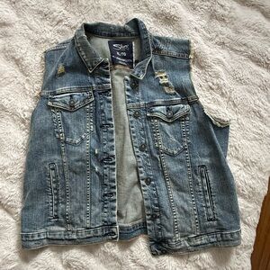 Silver Jeans Light Blue Distressed Denim Vest XL